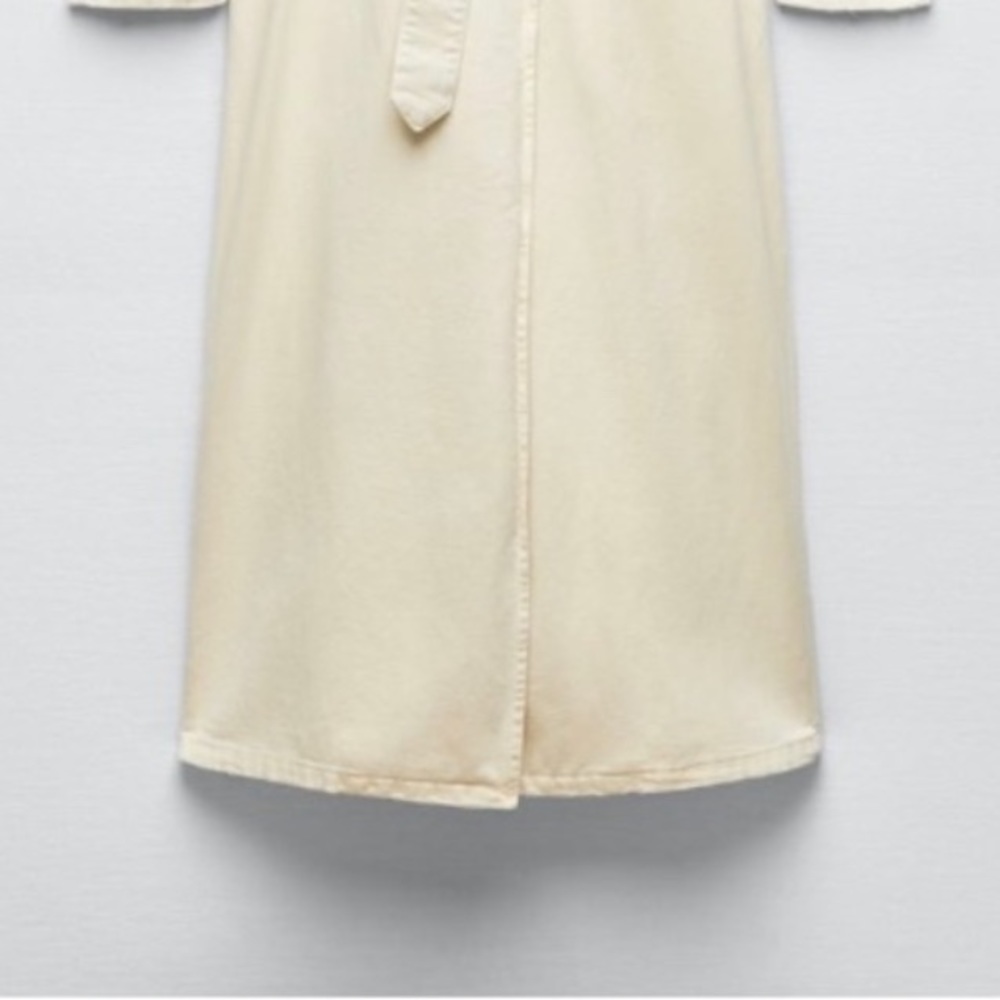 ZARA BELTED COTTON TOPCOAT TRENCH COAT - Picture 12 of 15